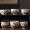 カップソーサーアンティークフラワーズウッドアッシュカラーチャイニーズカップ陶器美しいお茶セットティーウェアマグカップ