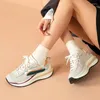 Lässige Schuhe Sneakers Frauen synthetische Leder Schnüre-up dicker Sohle atmungsaktiv