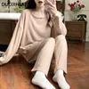 Ropa de dormir para mujeres duoJihui invernal color sólido pijama femenino set clásico de 8 colores O-cuello moda simple casual para mujeres