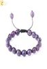 CSJA Femmes Amethyst Jewelry Natural Semi Precious Perles de pierre Filetage 8 mm Bracelets en pierre de pierre précieuse Bracelets en cristal violet Bangle Resi9231807