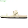 Slippers 2024 Été extérieur Open Strap Strap Buckle Beach Casual Sandals Plateforme Black / White Fashion Femmes Femmes