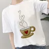 Women's T Shirts Love Coffee Printed 2024 Shirt Women Fashion Short Sleeve T-shirt White Thin Section Hipster Tshirt Female Tops Clothing