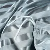 Wysokiej klasy Emulacji Zestaw kołdrę Satin Stripe Single Double Pedding Zestaw Queen King Size Jacquard Duvet Covers Pillowcases 240329