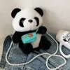 Bakken vrouwen crossbody tas met zipper panda pluizige slinger soft zachte mobiele telefoon pouch meisjes winter warm