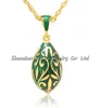 Fashion women jewelry real gold plated hand enameled Russian style Faberge egg pendant necklace with chain1127305