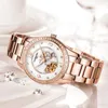 Mujeres de pulsera Carnival Women Watch Fashion Luxury Mechanical Watches Hollow Luminoso Impermeable de cuero inoxidable Diseño de mariposa de acero inoxidable