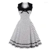 Casual Dresses Women a Line Vintage Party Tie Front Elegant Color Block Cotton Rockabilly Swing Summer Plus Size Dress