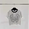 Women's Knits & Tees designer brand High Definition French Striped Knitted Short Sleeved Top with Metal Chain Decoration