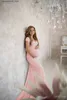 Zwangerschapsjurken 2022 Zomer Zwangere dames Trail Korte mouwen jurk babydouche kant fantastische schietfoto Q240413