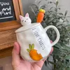 Tassen Cartoon Turnip Holzdeckel Keramik Tasse süße Kinderwasserbecher mit Löffel Home Kaffeetränk Milch