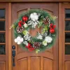 Flores decorativas Christmas Wreath Wreath 30cm Pinecone Eucalyptus flor Pinete de pinheiro de pinheiro pendurado guirlanda para a parede da porta da frente Janela natal