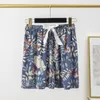 Calça short feminina calça coreana Mulheres calças de verão Roupas de casa larga pernas largas meninas casuais estampas de flor de mouros de praia