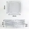 Fryers 3layers Air Fryer Rack Richlable Stainable Steal Scackable Grid Labling Lockless For Air Fryer Borte Corpe Corpe.