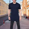 Herren T-Shirts trendige Männer T-Shirt unregelmäßiger Saum Summer Slim Fit Crew Neck Match Hosen