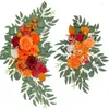 Decorative Flowers Wedding Party Welcome Guests Arch Orange Purple Silk Flower Outdoor Background Decor Simulation