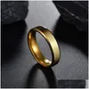 Anelli a banda Acciaio inossidabile da 100 pezzi all'ingrosso per donne 6 mm Sier Gold Gold Black Plorato ad anello Gioielli di moda Gioielli Deliverità Dh58c