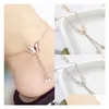 Anklets Temperament Butterfly Single Drill Tassel Anklet Female Korean Fashion Bracelet Accessories Wholesale Drop Delivery Jewelry Dhqhs