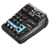 Mixer Sound Mixer 4Channel Console Bluetooth USB Record Computer 48V Phantom Power Delay Repaeat Effect Audio DJ Mixer