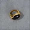 Anneaux de bande Fashion Ol Black Agate Diamond Ring For Men / Women Niche Design Advanced 2023 TREND Vintage Jewelry Accessories Drop Dever Dhopm