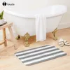 Tapis de bain rayures gris et blanches tapis de salle de bain confortable