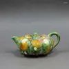 Bouteilles de style chinois tang tri-coulor poterie vitrée verte citrouille en porcelaine théâtre 3,1 pouces petit artisanat ornamien