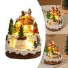 Party Decoration Christmas Music Box Illuminated Resin House Ornament Rotating Winter Scene 6.3inch Home Tabletop Gift For Kids