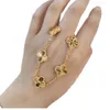 Designer V Gold High Edition VAN Lucky Clover Laser Double sided Thick Plated 18k Rose Bracelet Female Impossible Design