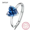 Anelli a grappolo Anello Moissanite 2CT per donne 925 Sterling Silver Heart Band Banda Diamond Farebbe Luxury