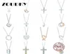 Dorapang 100 925 Sterling Silver Necklace Heart Sun Cross Cross Crown Teardrop Pendant Chain Rose Gold Original Women Jewelry4101627