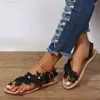 2024 Trade Casual zomer dames teen vreemde sandalen vrouwelijk groot formaat Boheemse windbloemen knijpen plat 354