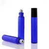 Storage Bottles 10ml Thin Empty Glass Roll On Bottle Blue Red Green Roller With Black Lid For Essential Oil Perfumes