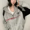 Sweatshirts Erkek Hoodies Sweatshirts Kore Retro Hoodie Womens Street büyük boy fermuarlı moda harajuku sweatshirt kapüşonlu kötü adam kıyafetleri kapüşonlu 240412