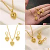 Earrings Necklace 3 D Heart Shape Earring Pendant Set 14K Yellow Fine Solid Gold Over Jewelry Women Dubai Drop Delivery Sets Otv5Y