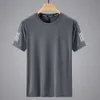 Summer Ice Silk T-shirt Män runda hals Snabbtorkning Skjorta Kort ärm Tunn andningsbar Halva ärm Stort Top Men's Sports Loose Fashion