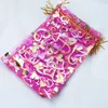 Gift Wrap 100pcs Pink Organza Bags 13x18cm Wedding Favor Jewelry Boutique Candy Packaging Bag Heart Design Drawstring