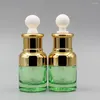 Storage Bottles Green Glass Dropper Bottle 20ml Empty Beautiful Oil Container For Sale