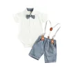 Kleidungssets Blotona Baby Boy Kurzärmel Tops Hosentender Shorts Anzüge Gentleman Revers Halsknopf Strampler-Hemd für den Frühling Sommer 0-3y