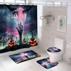 Tende per doccia Loto Leaf Water Repellente Terlina set di decorazioni da bagno spettrate Halloween Castello Pumpa