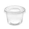 Wegwerpbekers rietjes 1 oz 100 sets plastic jello s met deksels souffle portie/saus saladedressing fitress 30 ml