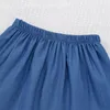 Flickaklänningar 2024 Girls Dress Long Sleeve Turn-Down Randig T-shirt Blue kjolar Söt designer Princess Vestido 18M-7T