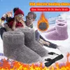 Teppiche Winter warme Schneestiefel USB -Heizung Fuß Schuhe Plüsch elektrische Hausschuhe waschbare Füße erhitzte wärmer für Männer Frauen Frauen