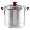 Double Boilers 32qt Aluminum Steamer Pot - Ideal For TamalesSeafood Lobster Glass Lid Easy Steam Cooking Durable & Versatile Red