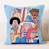Pillow American Style Fun Graffiti Throw Modern Simple Decoration Smooth Silk Square Cover Home