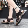 Merk zomerheren sandalen echte lederen mannen slippers gladiator mannen strand sandalen zacht comfortabel buitenshuis waden schoenen 38-46 240412