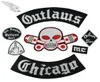 Populära Outlaw Chicago Brodery Patches for Clothing Cool Full Back Rider Design Iron On Jacket Vest80782527151040