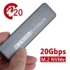 Gehege 20gbit/s M.2 NVME -Gehäuse USB 3.2 Gen 2x2 Typ C NVME SSD -Gehäuse für 2230/2242/2260/2280 NVME SSD M/B+M Key Taste External Case Box