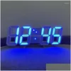 Duvar Saatleri 3D LED Dijital Saat Asma Dekorasyon Ev Dekoru İç Oda Gece Işık Modu Yatak Odası Büyük Damla Teslimat Bahçesi Dhpyz