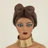 Diamonds Bow Knot Cap Turban African Women Auto Gele Headtie Aso Oke Nigeria Head Scarf Bonnet Hijab Hat już zrobione głowę