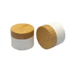 Lagringsflaskor 10g 20g Natural Bamboo Wood Lid Plastic Jar Cosmestic Cream Packaging Wood Cover PP Bottle 30pcs/Lot.
