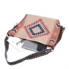 Shoulder Bags Vintage Hand Woven Woman Bag Braided Tassel Canvas Women Beach Holiday Bohemia Ladies Crossbody Shopping